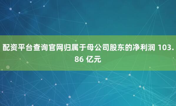 配资平台查询官网归属于母公司股东的净利润 103.86 亿元